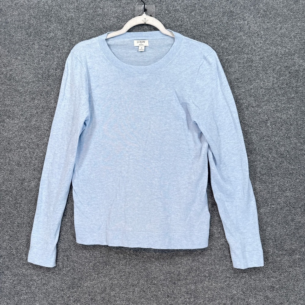 J.Crew Teddie Sweater Women Small Blue Cotton Crewneck Knit Pullover Classic